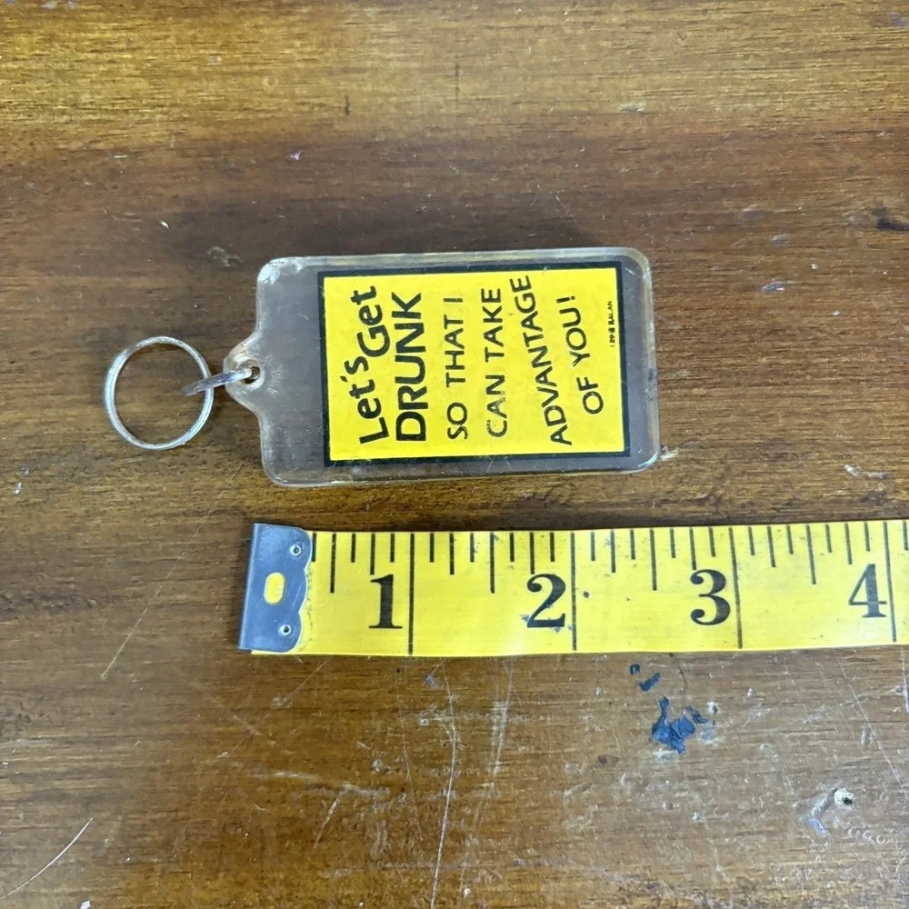 Novelty Acrylic Keychain Kalan Let's Get Drunk Humor Vintage Keyring Y2K